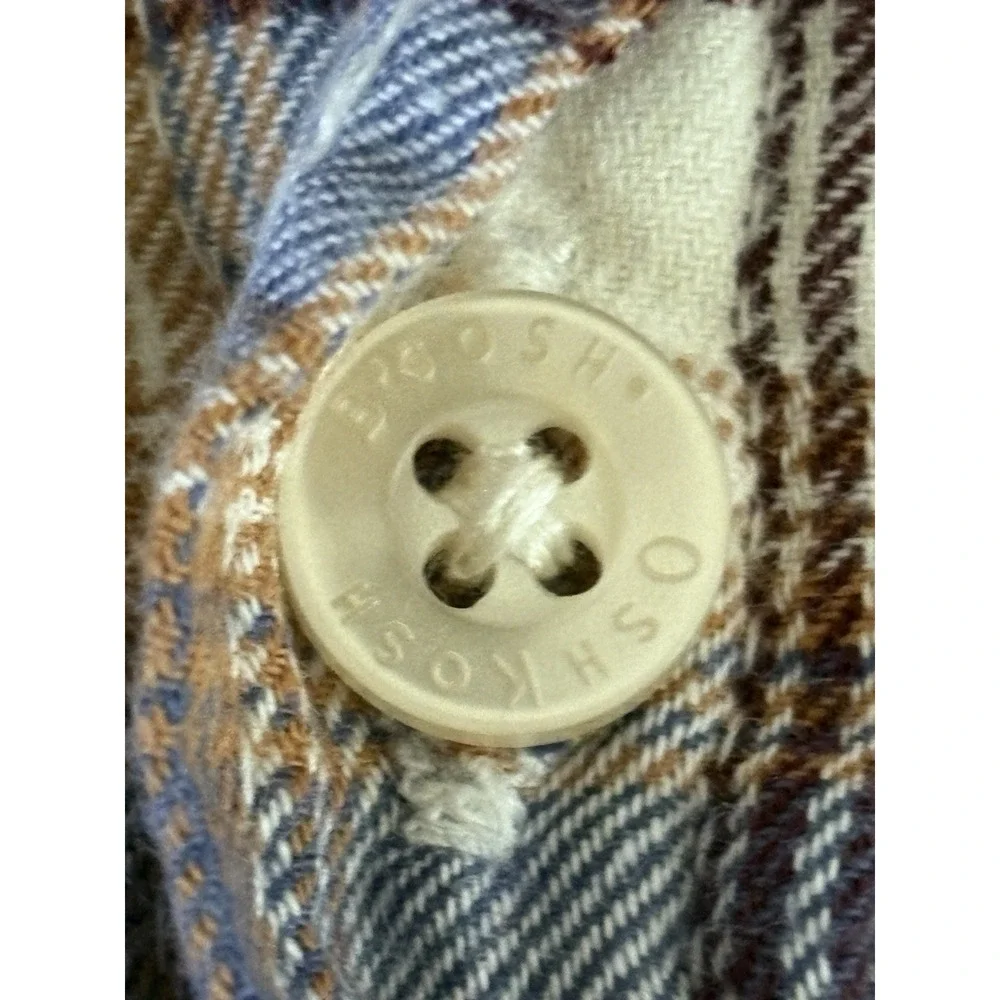 OshKosh B'gosh Flannel Shirt Baby Boys Size 12M Brown Plaid‎ Long Sleeve Woven